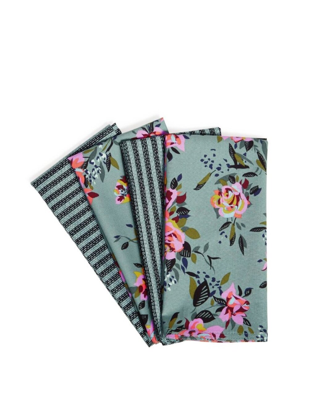 Vera Bradley Women's Cotton Napkin Set of 4, Rosy Outlook - Recycled Cotton